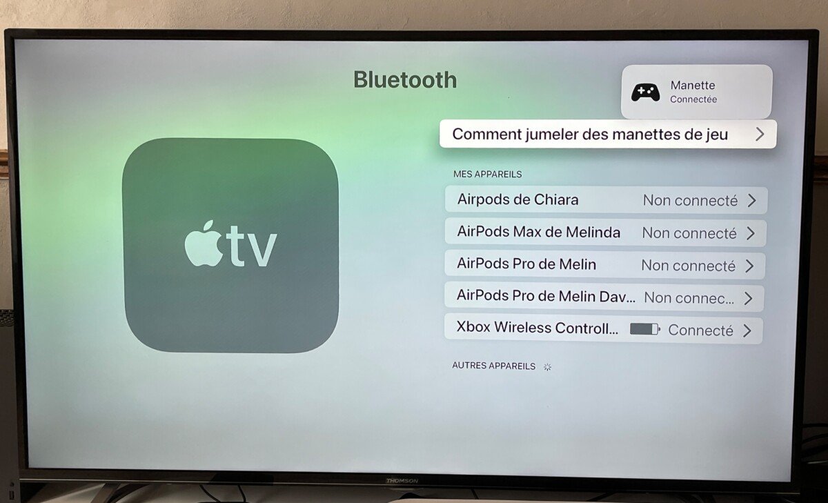 comment connecter manette apple tv